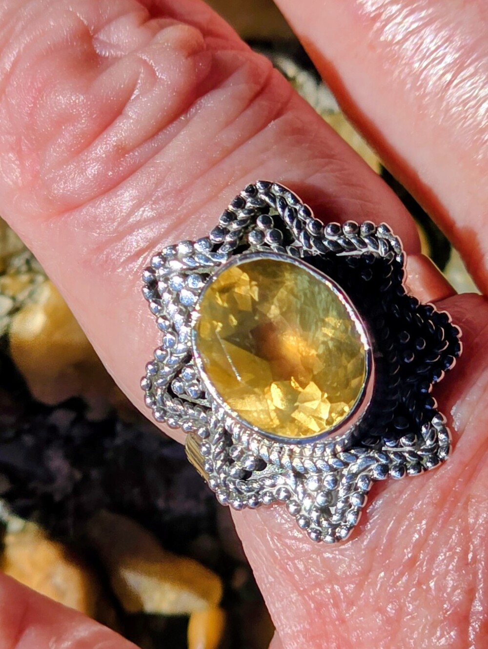 Citrine Gemstone Star Ring In 925 Sterling Silver (7)